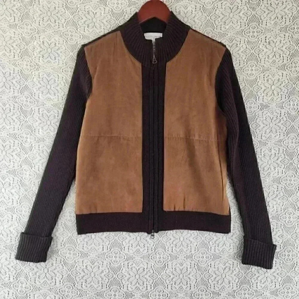 Vintage Jaclyn Smith Classic Wool Blend Full Zip Mock Neck Sweater Women's S‎